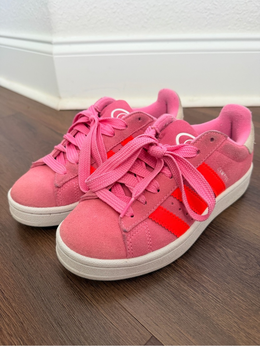Youth ADIDAS Campus Pink Lace-Up Sneakers